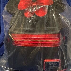 Loungefly Disney Minnie Mouse Metallic Black and Red Women's Backpack